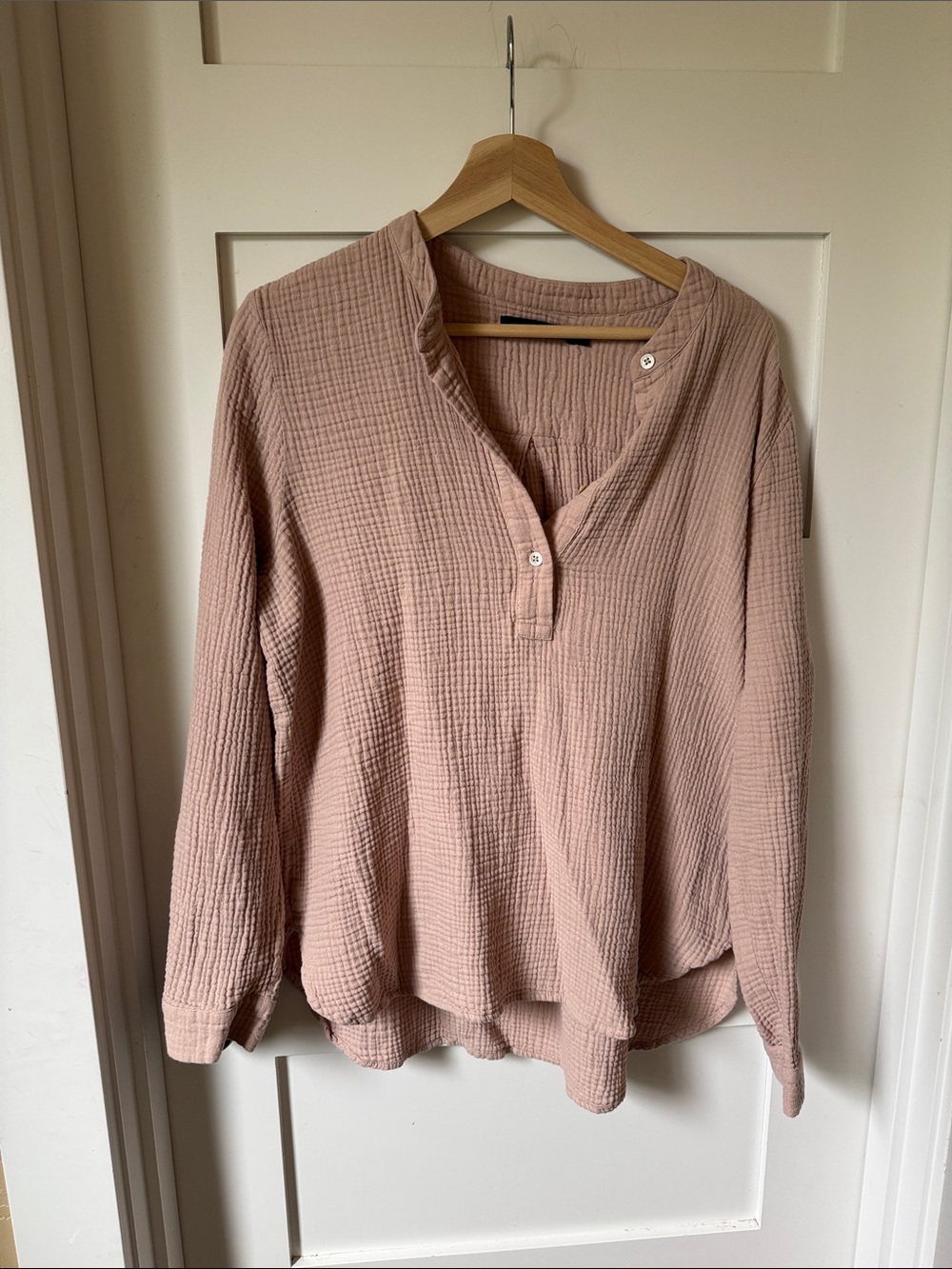 Jenni Kayne Blush Guatemala Tectured Blouse Top L